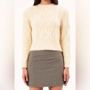 NWT ROLLA'S Ivory Cable Knit Sweater Crew Neck